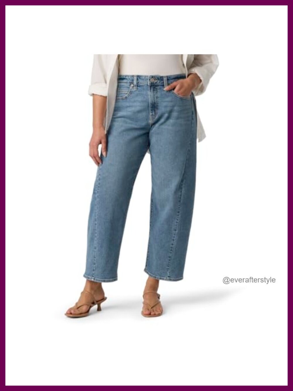 Mid Rise Tapered Leg Stretch Denim Jeans Relaxed Fit Everyday